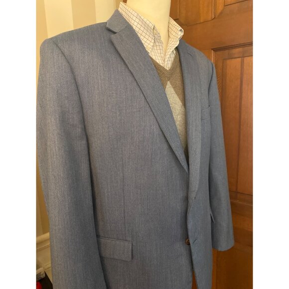Ralph Lauren Mens 44L Solid Blue Sport Coat Two-Button Lightweight Jacket Blazer - Picture 4 of 16